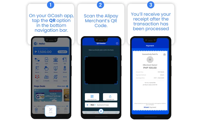GCash QR Code Scan and Payment Confirmation Receipt